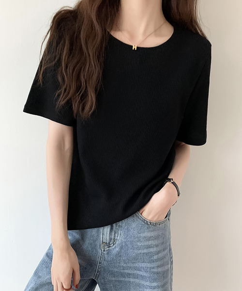 Bifrost(ビフレスト)の「ワッフルクルーネックTシャツ(Tシャツ/カットソー・レディース・ホワイト/ブラック/グレー・L/M)」の13枚目の写真