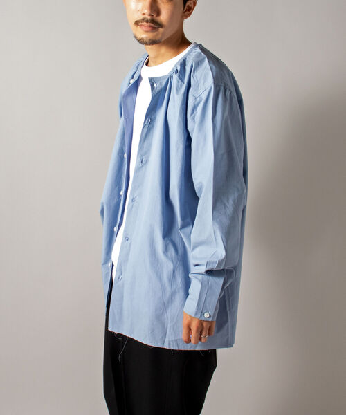 GLOSTER（グロスター）の「【GLOSTER/グロスター】オーガニックコットン スモックシャツ（シャツ/ブラウス・メンズ・ホワイト/ブラック/サックスブルー・MEDIUM/LARGE）」の18枚目の写真