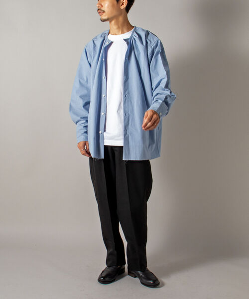 GLOSTER（グロスター）の「【GLOSTER/グロスター】オーガニックコットン スモックシャツ（シャツ/ブラウス・メンズ・ホワイト/ブラック/サックスブルー・MEDIUM/LARGE）」の13枚目の写真