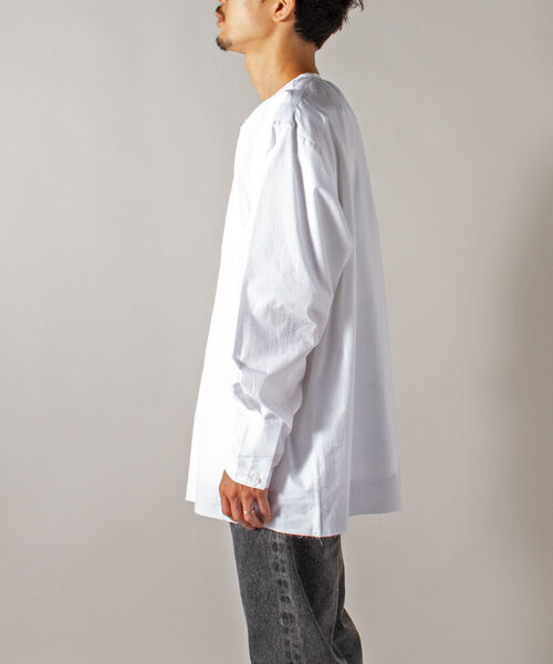 GLOSTER（グロスター）の「【GLOSTER/グロスター】オーガニックコットン スモックシャツ（シャツ/ブラウス・メンズ・ホワイト/ブラック/サックスブルー・MEDIUM/LARGE）」の14枚目の写真