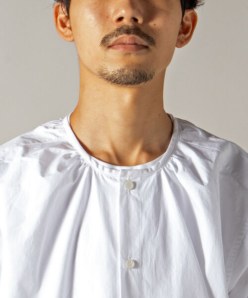 GLOSTER（グロスター）の「【GLOSTER/グロスター】オーガニックコットン スモックシャツ（シャツ/ブラウス・メンズ・ホワイト/ブラック/サックスブルー・MEDIUM/LARGE）」の9枚目の写真