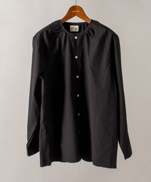 GLOSTER（グロスター）の「【GLOSTER/グロスター】オーガニックコットン スモックシャツ（シャツ/ブラウス・メンズ・ホワイト/ブラック/サックスブルー・MEDIUM/LARGE）」の6枚目の写真