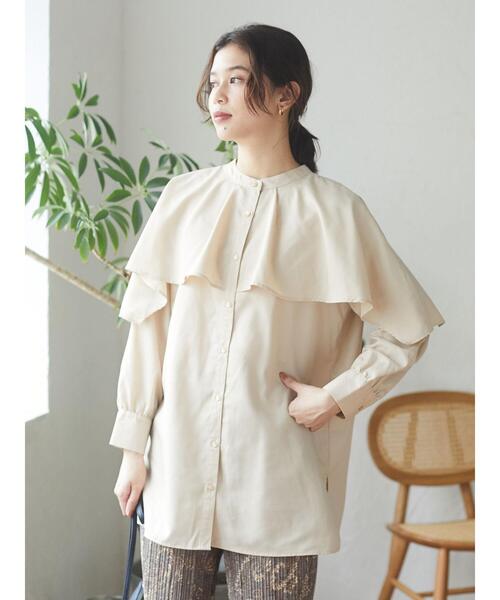 ELENCARE DUE（エレンカーレデュエ）の「・ELENCARE DUE ケープレイヤードチュニック＊（シャツ/ブラウス・レディース・チャコールグレー/ブラック/ライトベージュ・FREE）」の19枚目の写真