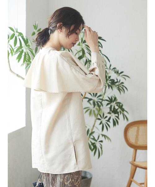 ELENCARE DUE（エレンカーレデュエ）の「・ELENCARE DUE ケープレイヤードチュニック＊（シャツ/ブラウス・レディース・チャコールグレー/ブラック/ライトベージュ・FREE）」の10枚目の写真