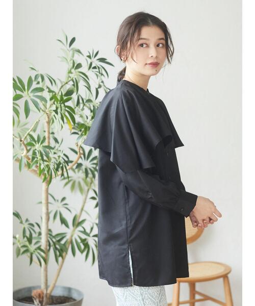 ELENCARE DUE（エレンカーレデュエ）の「・ELENCARE DUE ケープレイヤードチュニック＊（シャツ/ブラウス・レディース・チャコールグレー/ブラック/ライトベージュ・FREE）」の22枚目の写真