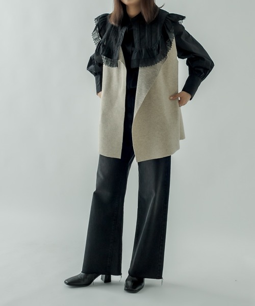 mystic（ミスティック）の「衿付きブラウス（シャツ/ブラウス・レディース・ブラック/オフホワイト・FREE）」の4枚目の写真