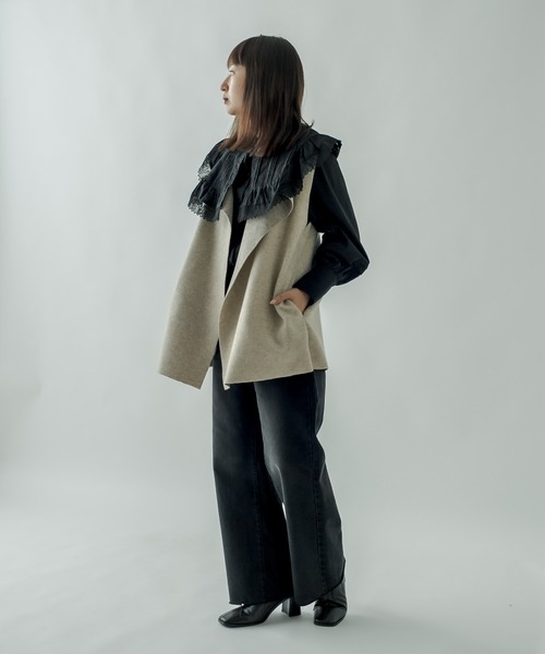 mystic（ミスティック）の「衿付きブラウス（シャツ/ブラウス・レディース・ブラック/オフホワイト・FREE）」の3枚目の写真