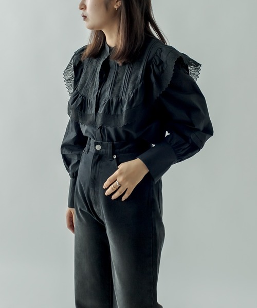 mystic（ミスティック）の「衿付きブラウス（シャツ/ブラウス・レディース・ブラック/オフホワイト・FREE）」の8枚目の写真