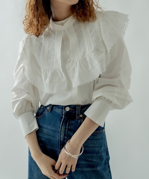 mystic（ミスティック）の「衿付きブラウス（シャツ/ブラウス・レディース・ブラック/オフホワイト・FREE）」の18枚目の写真