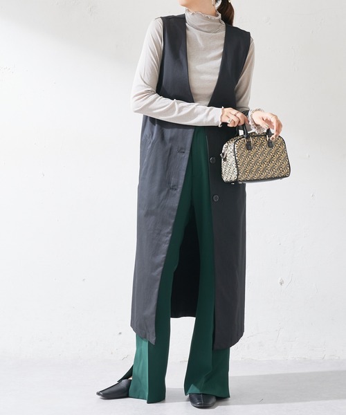 DISCOAT(ディスコート)の「ノーカラーロングジレ(シャツ/ブラウス・レディース・ブラック/モカ・FREE)」の13枚目の写真