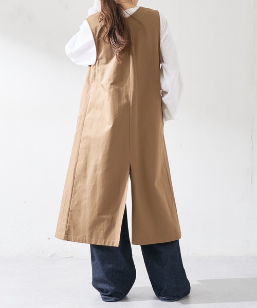 DISCOAT(ディスコート)の「ノーカラーロングジレ(シャツ/ブラウス・レディース・ブラック/モカ・FREE)」の7枚目の写真