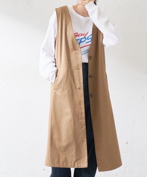 DISCOAT(ディスコート)の「ノーカラーロングジレ(シャツ/ブラウス・レディース・ブラック/モカ・FREE)」の9枚目の写真