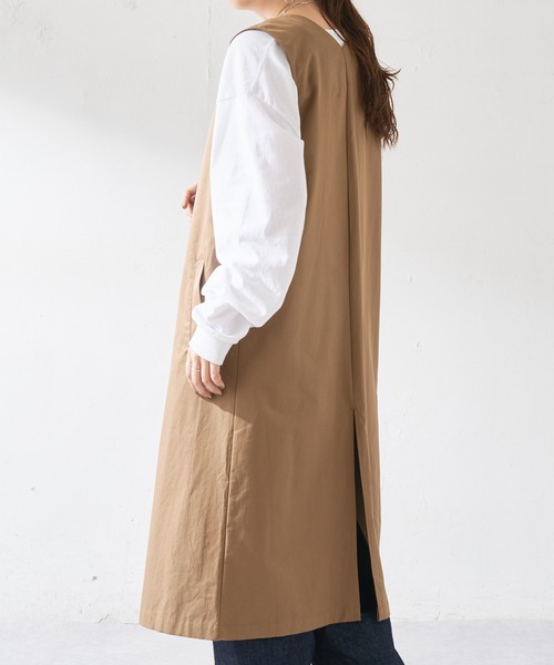 DISCOAT(ディスコート)の「ノーカラーロングジレ(シャツ/ブラウス・レディース・ブラック/モカ・FREE)」の10枚目の写真