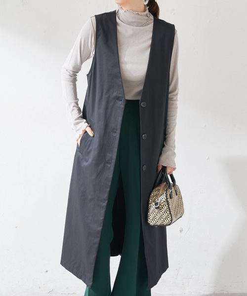 DISCOAT(ディスコート)の「ノーカラーロングジレ(シャツ/ブラウス・レディース・ブラック/モカ・FREE)」の16枚目の写真