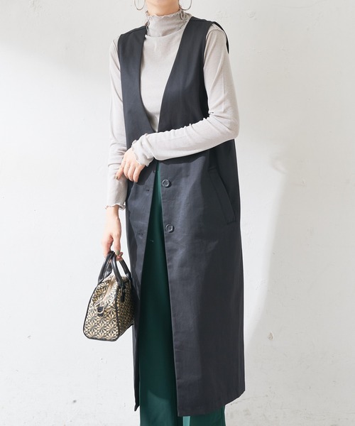 DISCOAT(ディスコート)の「ノーカラーロングジレ(シャツ/ブラウス・レディース・ブラック/モカ・FREE)」の17枚目の写真