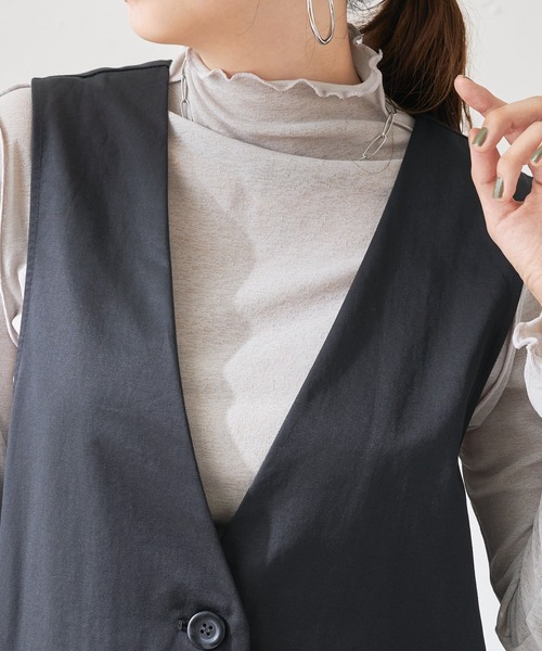 DISCOAT(ディスコート)の「ノーカラーロングジレ(シャツ/ブラウス・レディース・ブラック/モカ・FREE)」の19枚目の写真