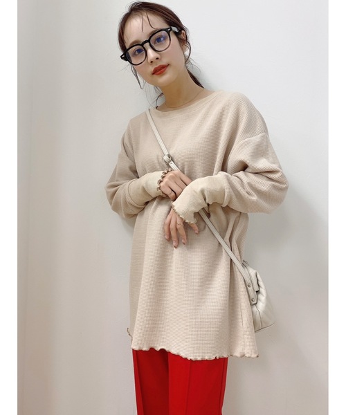 jumelle（ジュメロ）の「ワッフルプルオーバー（Tシャツ/カットソー・レディース・ベージュ/グレー/ピンク・FREE）」の4枚目の写真