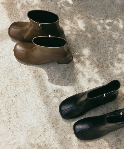 hinari（ヒナリ）の「スクエアトゥーブーツ（ブーツ・レディース・ブラック/モスグリーン・SMALL/MEDIUM/LARGE）」の13枚目の写真