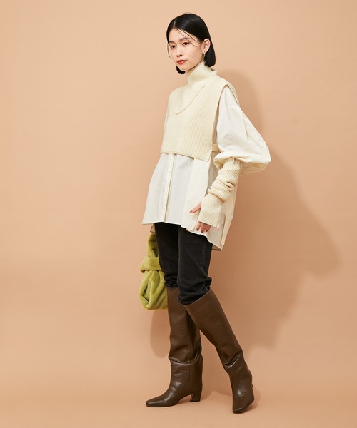 ADAM ET ROPE'(アダムエロペ)の「<SETアイテム>ニットベスト&アームウォーマー(ニット/セーター・レディース・チャコールグレー/オフホワイト・FREE)」の12枚目の写真