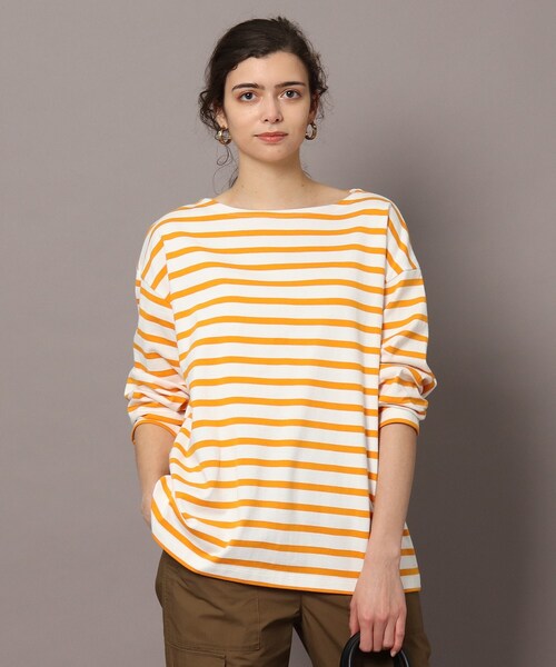 DRESSTERIOR(ドレステリア)の「◆ボートネックボーダーカットソー(Tシャツ/カットソー・レディース・オレンジ系その他4/ピンク系7/ネイビー系2・36/38)」の1枚目の写真