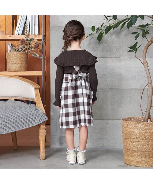 apres les cours（アプレレクール）の「WEB限定 カラバリ衿付きニット（ニット/セーター・キッズ・エンジ/ベージュ/ブラウン/アイボリー/ラベンダー・90/100/110/120/80/130/140）」の15枚目の写真