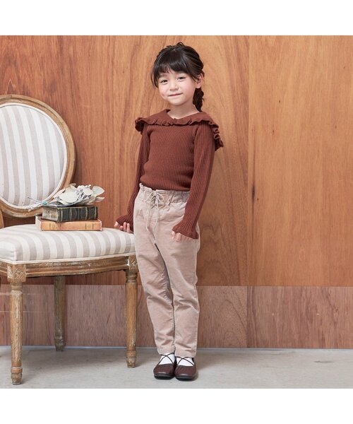 apres les cours（アプレレクール）の「WEB限定 カラバリ衿付きニット（ニット/セーター・キッズ・エンジ/ベージュ/ブラウン/アイボリー/ラベンダー・90/100/110/120/80/130/140）」の6枚目の写真