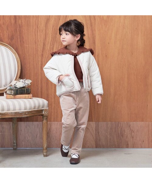 apres les cours（アプレレクール）の「WEB限定 カラバリ衿付きニット（ニット/セーター・キッズ・エンジ/ベージュ/ブラウン/アイボリー/ラベンダー・90/100/110/120/80/130/140）」の12枚目の写真