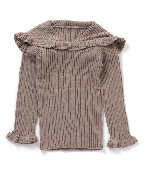 apres les cours（アプレレクール）の「WEB限定 カラバリ衿付きニット（ニット/セーター・キッズ・エンジ/ベージュ/ブラウン/アイボリー/ラベンダー・90/100/110/120/80/130/140）」の16枚目の写真