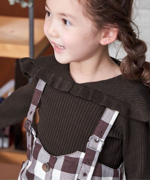 apres les cours（アプレレクール）の「WEB限定 カラバリ衿付きニット（ニット/セーター・キッズ・エンジ/ベージュ/ブラウン/アイボリー/ラベンダー・90/100/110/120/80/130/140）」の20枚目の写真