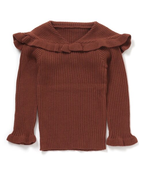 apres les cours（アプレレクール）の「WEB限定 カラバリ衿付きニット（ニット/セーター・キッズ・エンジ/ベージュ/ブラウン/アイボリー/ラベンダー・90/100/110/120/80/130/140）」の22枚目の写真