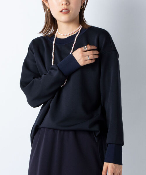 NOLLEY’S(ノーリーズ)の「ダンボール・Tブラウス(Tシャツ/カットソー・レディース・ネイビー/ホワイト・FREE)」の3枚目の写真