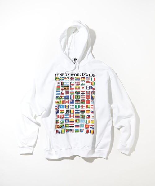 TENBOX（テンボックス）の「TENBOX/10匣/テンボックス 別注 WORLDFLAG HOODIE/ワールドフラッグ フーディ（パーカー・メンズ・ブラック/グレー/ホワイト・LARGE/MEDIUM/X-LARGE）」の14枚目の写真