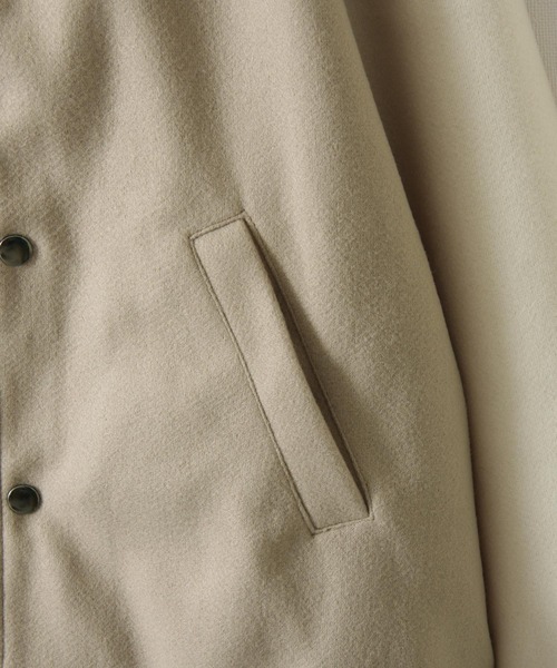 UNCORD(アンコード)の「【UNCORD】オーバーサイズウールライクスタジャン(スタジャン・メンズ・ブラック/グレイッシュベージュ/ブラック系/ベージュ系/カーキ系/ネイビー系・MEDIUM/LARGE)」の10枚目の写真