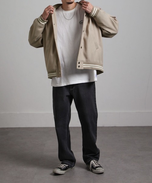 UNCORD(アンコード)の「【UNCORD】オーバーサイズウールライクスタジャン(スタジャン・メンズ・ブラック/グレイッシュベージュ/ブラック系/ベージュ系/カーキ系/ネイビー系・MEDIUM/LARGE)」の16枚目の写真
