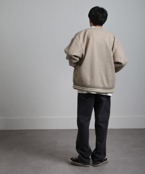 UNCORD(アンコード)の「【UNCORD】オーバーサイズウールライクスタジャン(スタジャン・メンズ・ブラック/グレイッシュベージュ/ブラック系/ベージュ系/カーキ系/ネイビー系・MEDIUM/LARGE)」の18枚目の写真