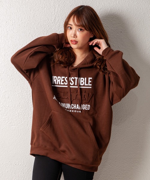 GGD（ジージーディー）の「オーバーサイズ裏起毛ワンポイントパーカー（パーカー・レディース・ブラック/グリーン/ブラウン・L/LL/M）」の9枚目の写真