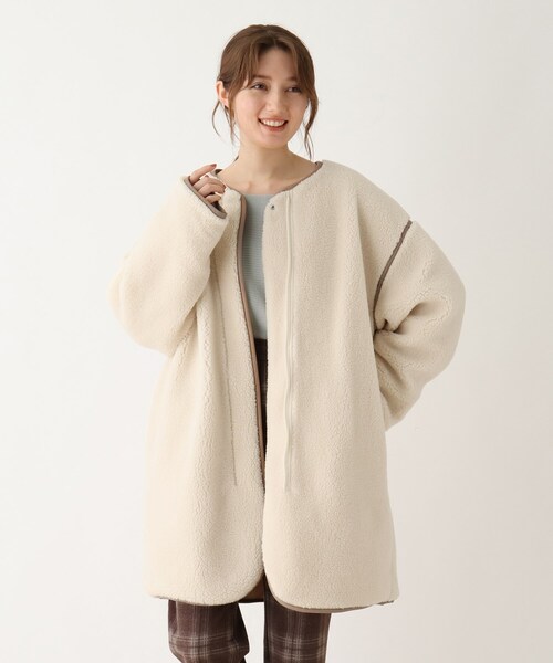 DRESKIP（ドレスキップ）の「◆リバ－シブルボアキルトコート（その他アウター・レディース・ブラウン系その他/アイボリー/サンドベージュ・02/03）」の2枚目の写真