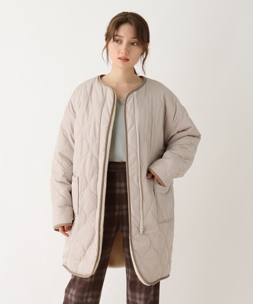 DRESKIP（ドレスキップ）の「◆リバ－シブルボアキルトコート（その他アウター・レディース・ブラウン系その他/アイボリー/サンドベージュ・02/03）」の5枚目の写真