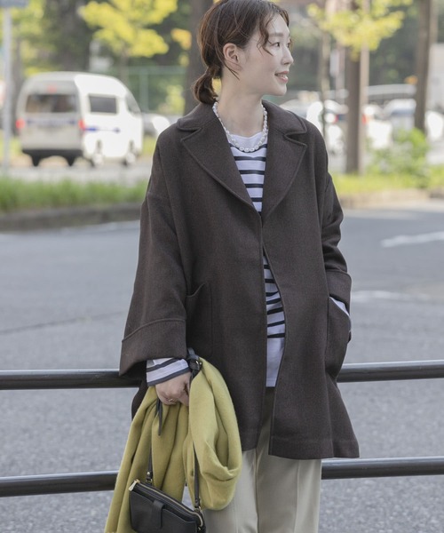 F by ROSSO(エフバイロッソ)の「F by ROSSO ビッグカラーミドルコート(その他アウター・レディース・ダークブラウン/ライトベージュ・FREE)」の1枚目の写真