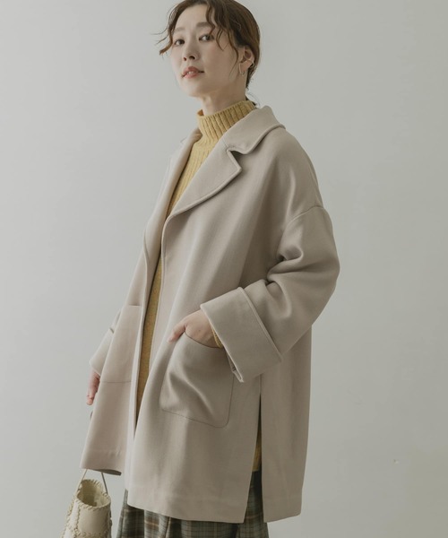 F by ROSSO(エフバイロッソ)の「F by ROSSO ビッグカラーミドルコート(その他アウター・レディース・ダークブラウン/ライトベージュ・FREE)」の2枚目の写真