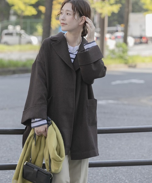 F by ROSSO(エフバイロッソ)の「F by ROSSO ビッグカラーミドルコート(その他アウター・レディース・ダークブラウン/ライトベージュ・FREE)」の5枚目の写真