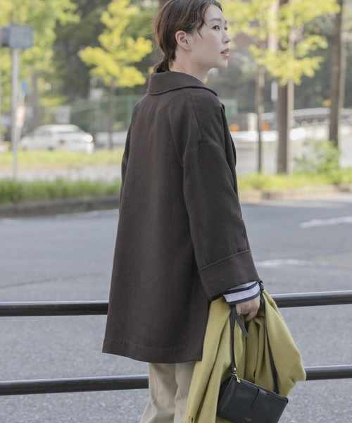 F by ROSSO(エフバイロッソ)の「F by ROSSO ビッグカラーミドルコート(その他アウター・レディース・ダークブラウン/ライトベージュ・FREE)」の9枚目の写真