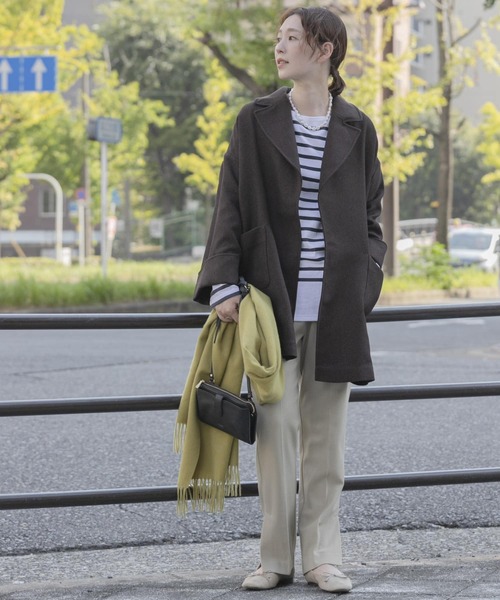 F by ROSSO(エフバイロッソ)の「F by ROSSO ビッグカラーミドルコート(その他アウター・レディース・ダークブラウン/ライトベージュ・FREE)」の15枚目の写真