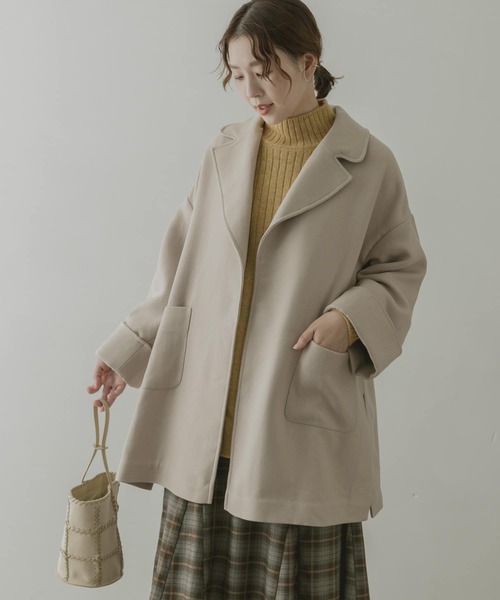 F by ROSSO(エフバイロッソ)の「F by ROSSO ビッグカラーミドルコート(その他アウター・レディース・ダークブラウン/ライトベージュ・FREE)」の7枚目の写真