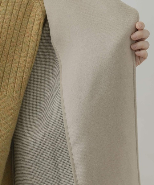 F by ROSSO(エフバイロッソ)の「F by ROSSO ビッグカラーミドルコート(その他アウター・レディース・ダークブラウン/ライトベージュ・FREE)」の6枚目の写真