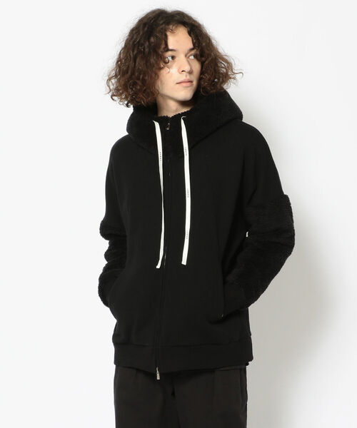 OURET（オーレット）の「OURET/オーレット/ヴィンテージ裏毛×フリースファー　スラッシュポケットリブＺＩＰフーディ（パーカー・メンズ・ブラック/グレー・1/2/3）」の4枚目の写真