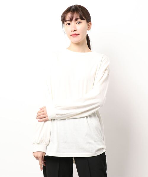 ehka sopo（エヘカソポ）の「シンプルロンT（Tシャツ/カットソー・レディース・オフホワイト/キナリ・ﾌﾘ-）」の5枚目の写真