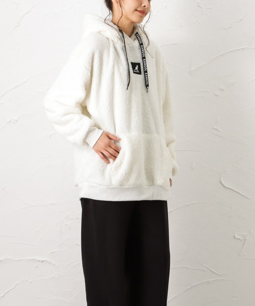KANGOL(カンゴール)の「KANGOL カンゴール ファーフリースプルオーバーパーカー(パーカー・レディース・ホワイト/ブラック/ベージュ/グレー・M/L)」の8枚目の写真