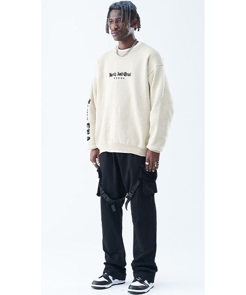 HARSH AND CRUEL（ハーシュアンドクルーエル）の「グラフィック刺繍  ニットセーター HC21AW07【Harsh and Cruel】（ニット/セーター・メンズ・ホワイト/ブラック・L/M/S/XL）」の6枚目の写真