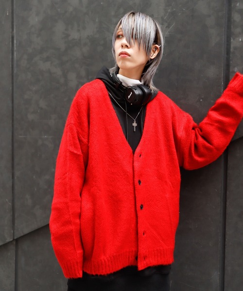 Bling Leads(ブリングリーズ)の「Z)【BLINGLEADS】721806 ビッグシルエット Vネックカーディガン(カーディガン/ボレロ・メンズ・ブルー/グリーン/レッド/チャコールグレー/マスタード/ライトグレー/ブラック/エメラルド/オレンジ・LARGE/MEDIUM)」の8枚目の写真